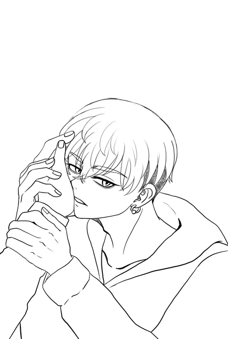 おはようございます😊
週末だ!みなさん頑張りましょう💪

昨日眠れなくて描いてた線画ラフ
手は🐴と言うことで。
黒髪千冬にしよーか悩んでます。。 