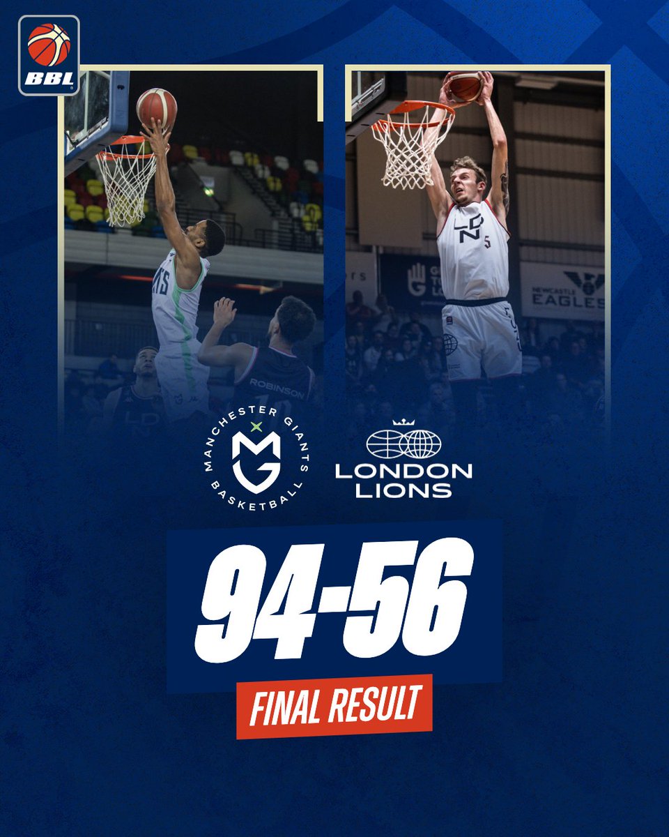 🚨WOW! Incredible performance from <a href="/McrGiants/">Manchester Giants</a> as they blow out <a href="/LondonLions/">London Lions Basketball</a>! <a href="/_FrankieAllDay/">François Lewis</a> posts 2️⃣0️⃣ points to go with 7️⃣ rebounds

📊…livestats.dcd.shared.geniussports.com/u/BBL/2060307/

#BritishBasketball