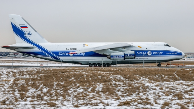 CP24's tweet photo. Russian plane stuck at Pearson Airport indefinitely after closure of Canadian airspace https://t.co/6w75mupaXg https://t.co/keEs90RlHu