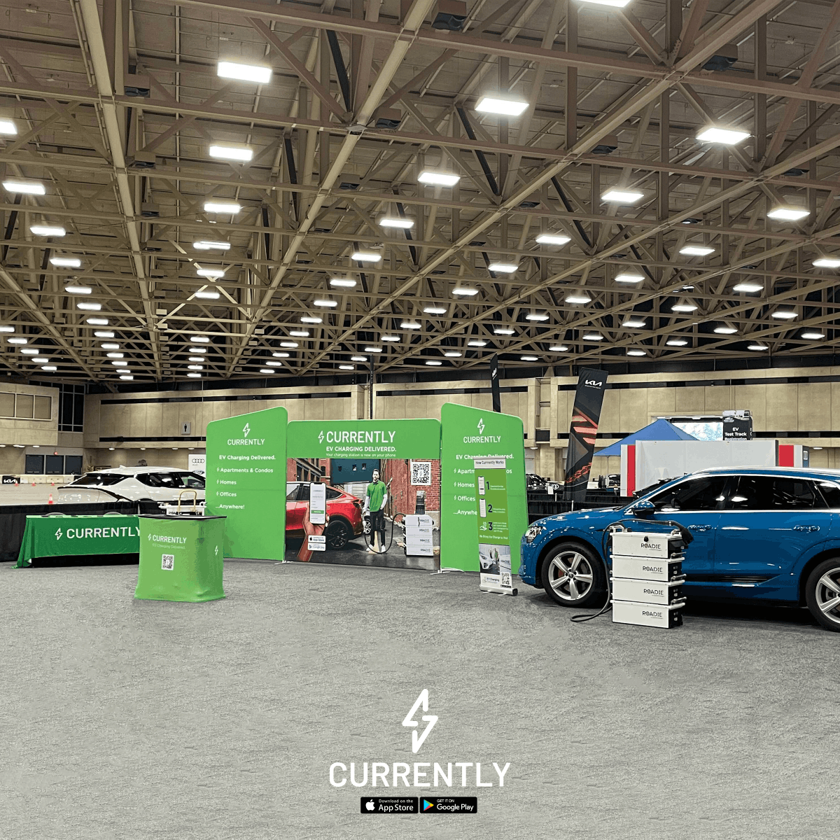 currently_ev's tweet photo. We made it to the Dallas Auto Show! If you're in the area come check us out. ⚡ 🔋 #DallasAutoShow #Dallas #TexasEVs #EVcharging #EVchargedelivered #ElectricVehicles #AudiEV #CurrentlyCharging #mobileEVcharging https://t.co/d6LGzEIIjI