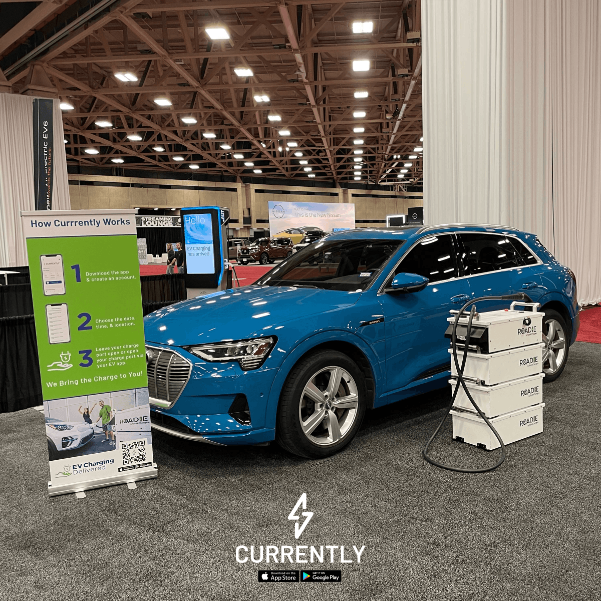 currently_ev's tweet photo. We made it to the Dallas Auto Show! If you're in the area come check us out. ⚡ 🔋 #DallasAutoShow #Dallas #TexasEVs #EVcharging #EVchargedelivered #ElectricVehicles #AudiEV #CurrentlyCharging #mobileEVcharging https://t.co/d6LGzEIIjI