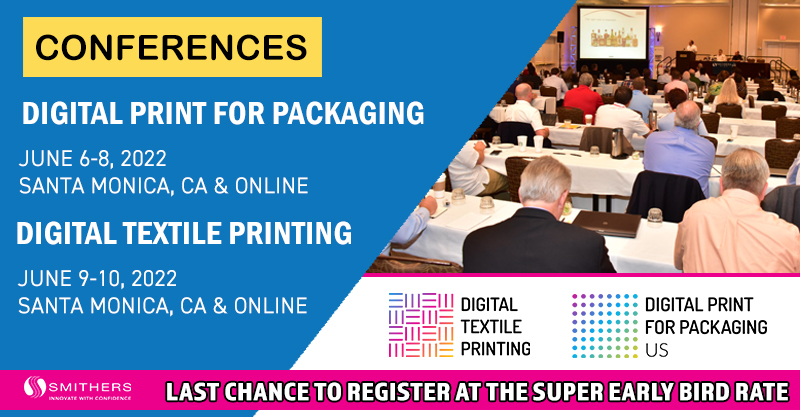 Super early bird rates for co-located #DigitalPrint for #Packaging and Digital #Textile #Printing conferences expires March 18! Register now &amp; save!
DPP: lnkd.in/eFsV4iR
DTP: lnkd.in/dkwARc6

#printingindustry #packagingindustry #packagingdesign #textiles #fabric