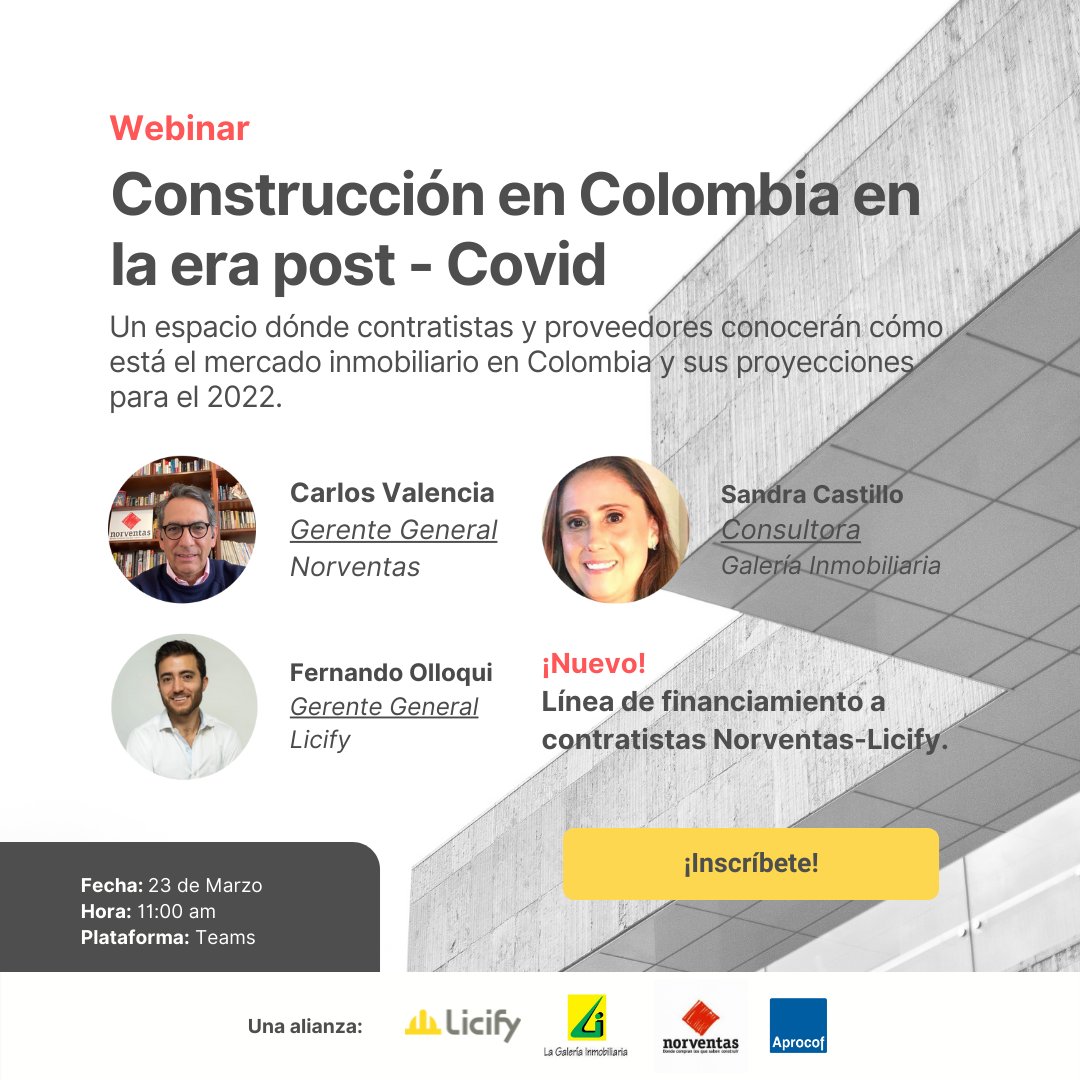 Licify's tweet image. ¡No te quedes sin conocer el comportamiento de la vivienda en Colombia!

Inscríbete ya: licify.co/fintech/

#SeguiremosTrabajando #EdificandoPaís #Ferreteros
#MejorDistribuidor #webinar #webinargratis