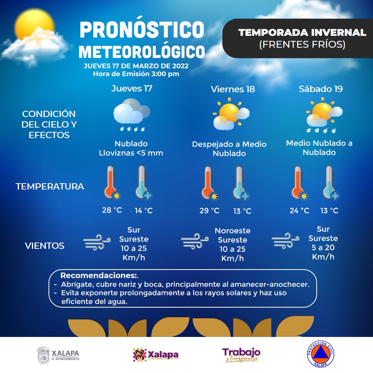 pc_xal's tweet photo. #PronósticoMeteorológico Vespertino para la Región de Xalapa.
#TrabajoYTransparencia
#PCXalapa
#Xalapa https://t.co/FSBB3BRV34