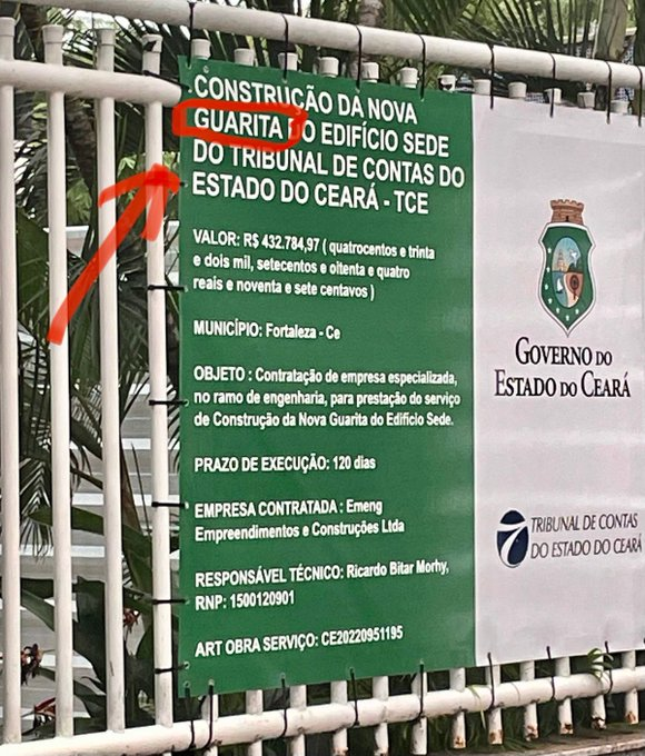 leiatheinvestor's tweet photo. 432 mil numa guarita do TCE - CE: pague seus impostos em dia https://t.co/vLjQNSZlZP