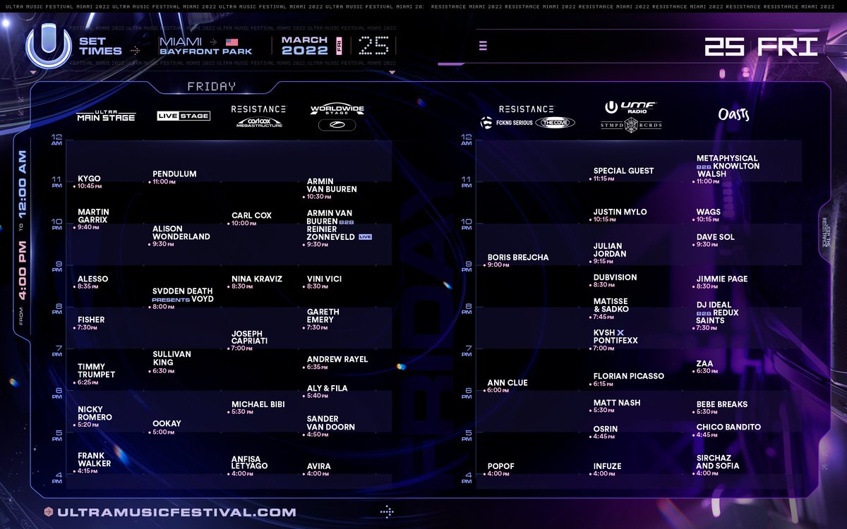 2022 Ultra schedule