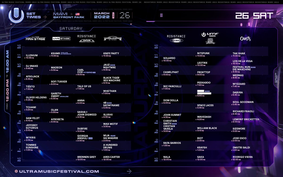 2022 Ultra schedule