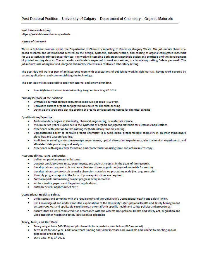 ECieplechowicz's tweet photo. My boss (Dr. Welch) has an open PDF position for a materials chemist. Great group and opportunity! #chemtwitter https://t.co/BipiHthSTf