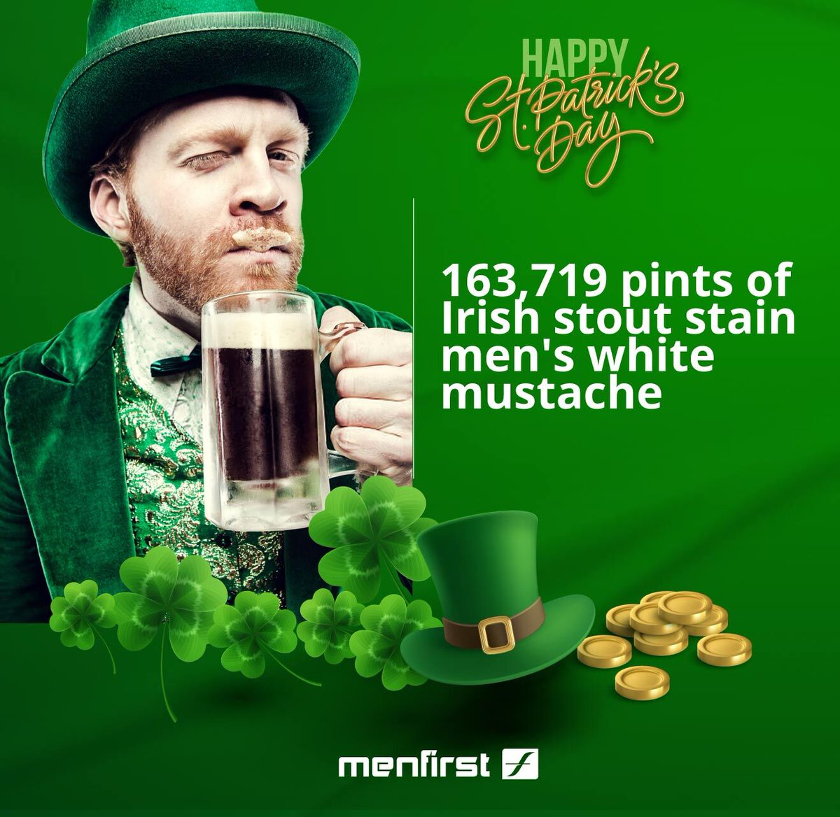 MenfirstUSA's tweet image. Menfirst is here to help! Make sure your grays are gone before you drink. 
Let Menfirst prepare you for St. Patty…
Shop Now: menfirst.com
#stpatty #menfirst #mustache #happysaintpatrickday #stpatrickday