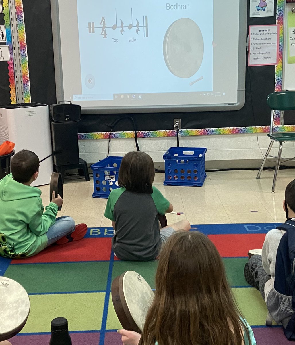 LSmusicEd's tweet photo. 2nd grade using our ‘bodhráns’ to perform Irish folk music 🍀 #WeAreVPA #MIOSM #googledown #WhESheroes @fcpsOhEithir https://t.co/qWfMwo6dI1