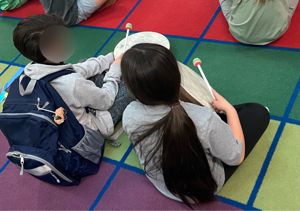 2nd grade using our ‘bodhráns’ to perform Irish folk music 🍀 #WeAreVPA #MIOSM #googledown #WhESheroes <a href="/fcpsOhEithir/">Lorcán ÓhEithir</a>