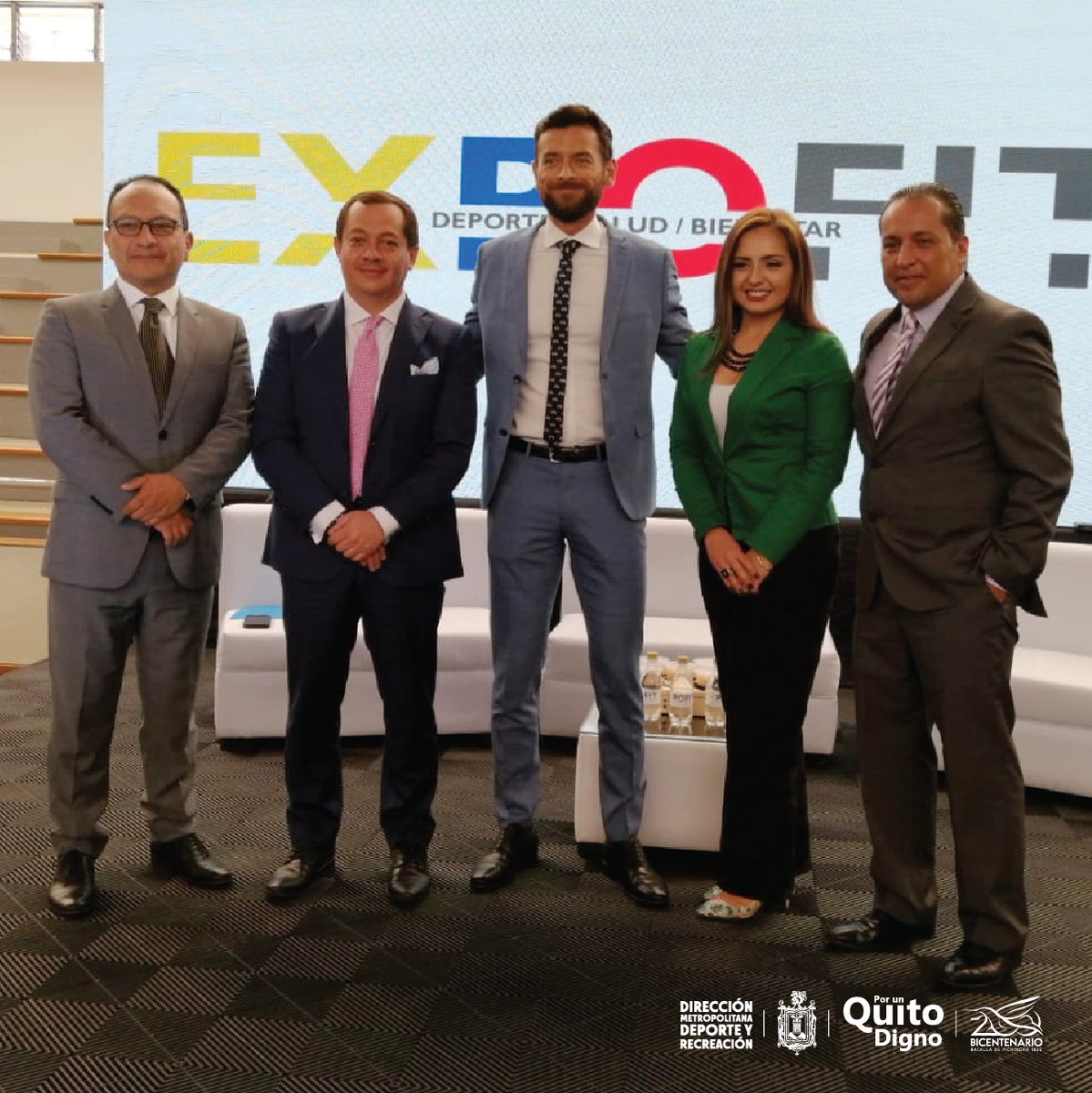 DeporteQuito's tweet photo. El Director Metropolitano de Deporte y Recreación, @renzolombeida, junto a @SebasPalaciosSP y @CAPEIPI_ participaron del lanzamiento de la #ExpoFit, evento que desarrollará el 17, 18 y 19 de junio de 2022 y que reunirá a empresas y emprendimientos de deporte, salud y bienestar. https://t.co/cEKqWrTBYk