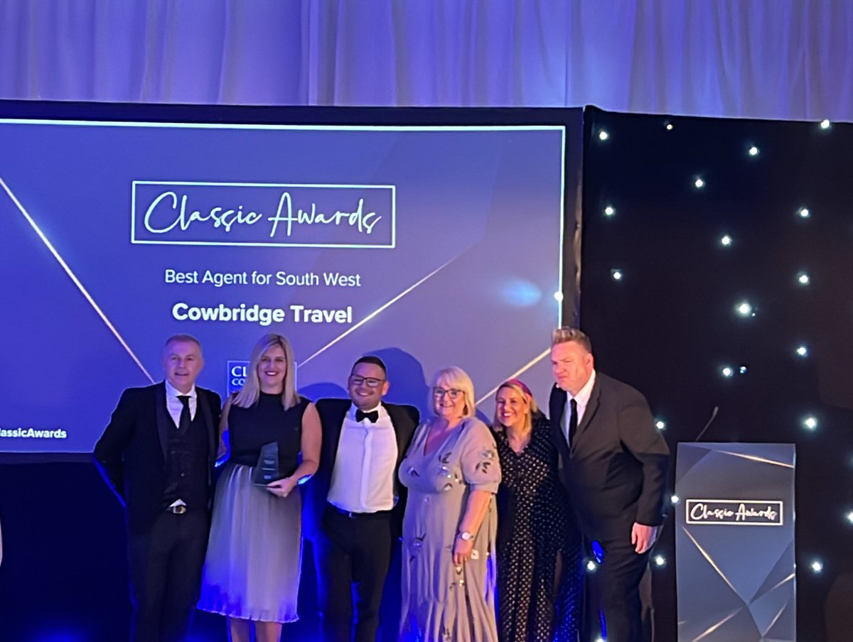 ClassicHols's tweet photo. “Best Agent for Southwest” goes to @CowbridgeTravel 🎉🎉 #ClassicAwards https://t.co/GX8qvs6saC