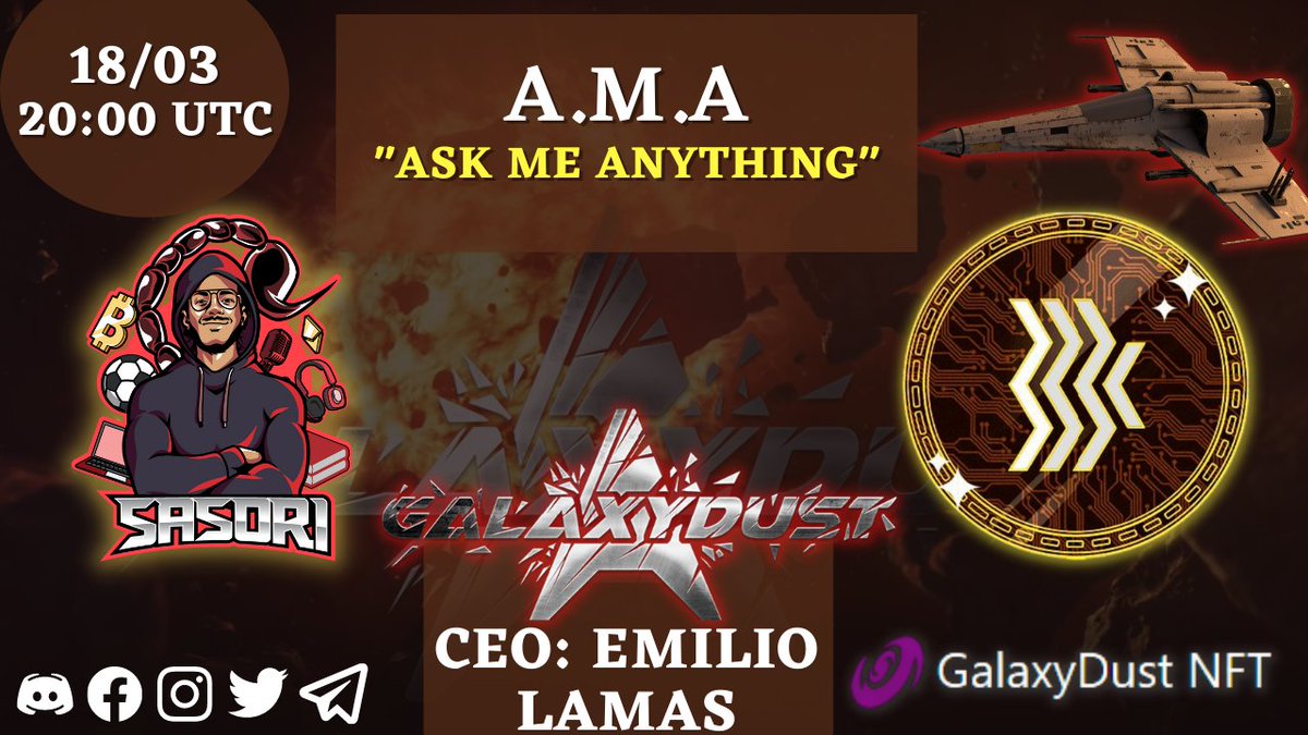 DavidLe48284422's tweet photo. AMA con el CEO de Galaxy Dust, con Sasori y Big C, no te lo pierdas @SasoriNest @Big_c_nft @GXDNFT https://t.co/VA0OXUm4HJ