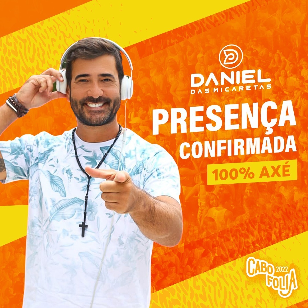 cabofoliaof's tweet photo. 🔊 O Axé não vai parar 1 minuto no CaboFolia! O DJ @danieldasmicaretas está confirmado e vai agitar a galera nos 3 dias da nossa Micareta! 😍

➡ Compre seu Abadá no Site: 
https://t.co/xXF20GupvT 

#vemprocabofolia #cabofolia2022
#borareviverocabofolia https://t.co/G8g0nV0cJm