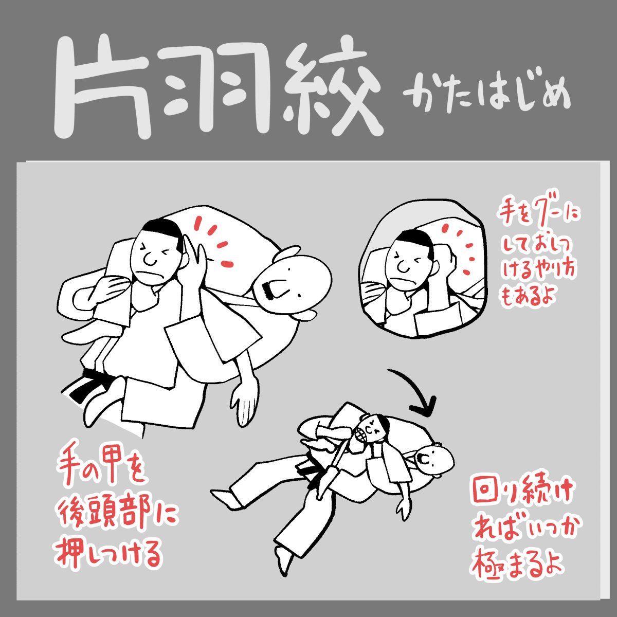 ウチダ 空道 片羽絞めの図解です 送り襟絞めなどで極められなかったら片羽絞めに移行して回り続ける T Co Or10ss3qtk Twitter