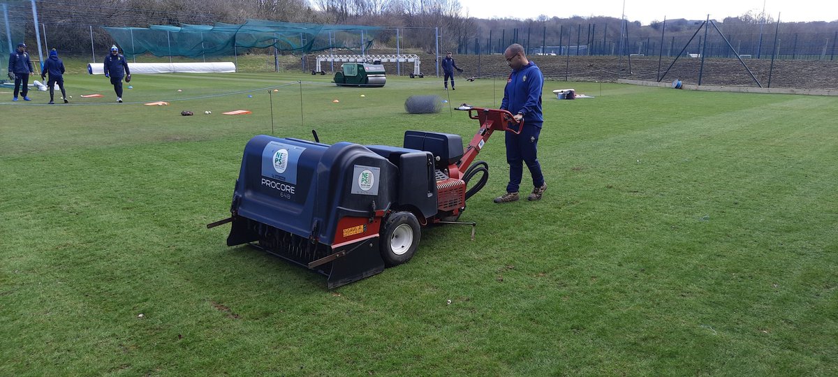 neprocore's tweet photo. Had the pleasure of aerating one of the wickets on the main square at Durham County Cricket Club today.
Big thanks to Vic for having me.
Even let Ben Hall have ago on some new turf that had been relaid near practice wickets. https://t.co/hdsd63HPsV