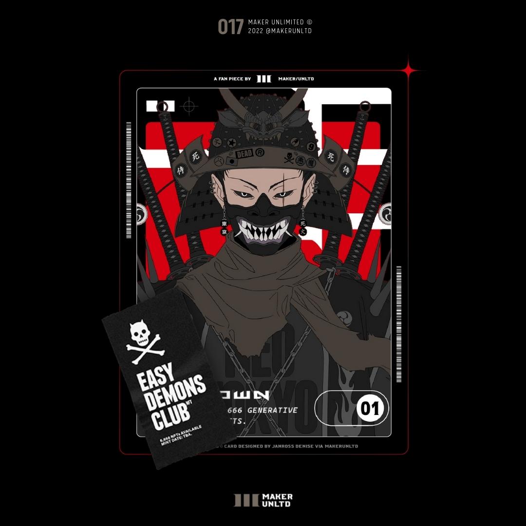 MakerUnltd's tweet photo. [017]☠️
Character: Unknown
Model: @mau_lencinas 
Collection: @easydemons_club 
Maker Collection: CRD
.
.
.
.
.
.
#EasyDemonsClub #EZ #nft #nftfanart #nftartist #nftcard #digitalart #graphicdesign #originaldesign #makerunltd #janrossdenise

Card designed by: @janrossdenise https://t.co/ELtAaEm0kG