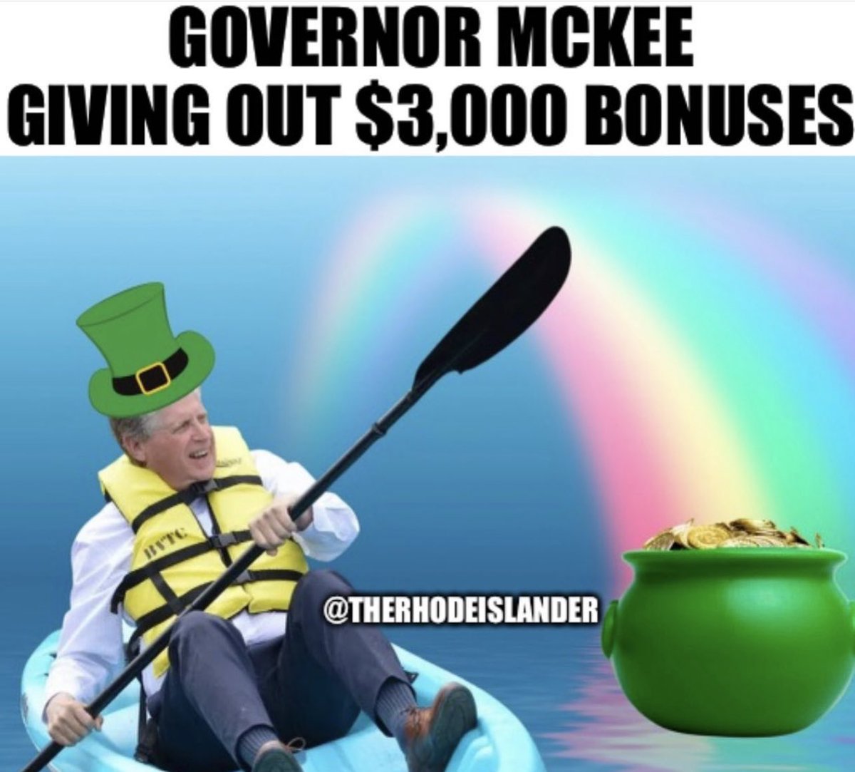TheRhodeMeme's tweet photo. Happy St. Patrick’s Day! ☘️🇮🇪🌈💵
#TheRhodeIslander 
#RhodeIsland
#RhodeIslandMemes
#DanMcKee 
#ShowMeTheMoney 
#StPatricksDay 
#StPatricksDayMeme https://t.co/gjB2TgDrTc