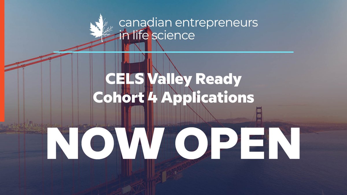 jfedeyko's tweet photo. #Canada #LifeScience companies - apply for @CELS_SFO 4th #ValleyReady accelerator program. 

Applications accepted on a rolling basis. Program runs 
virtually April 18th - June 24th.

🚀 https://t.co/19IRmRfIy8 https://t.co/Vfo4gtRuBE
