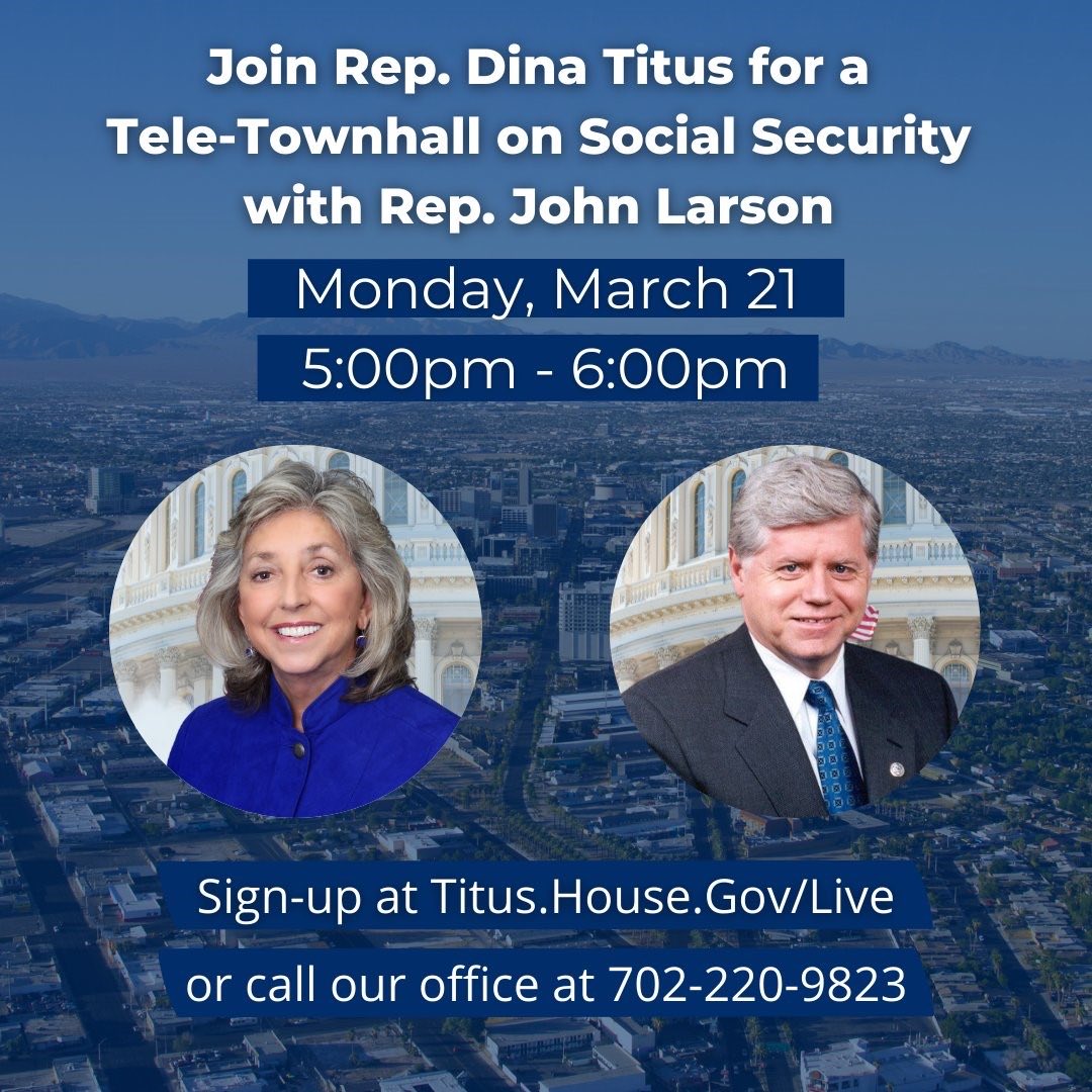 JBKNSS's tweet photo. Honored to join Nevada Rep. Dina Titus with Rep. John Larson for an important conversation about Social Security. Register at https://t.co/2KQXqazQJ8 ⁦@repdinatitus⁩ ⁦@JBKNSS⁩ #socialsecurity https://t.co/udEdYI8wu9
