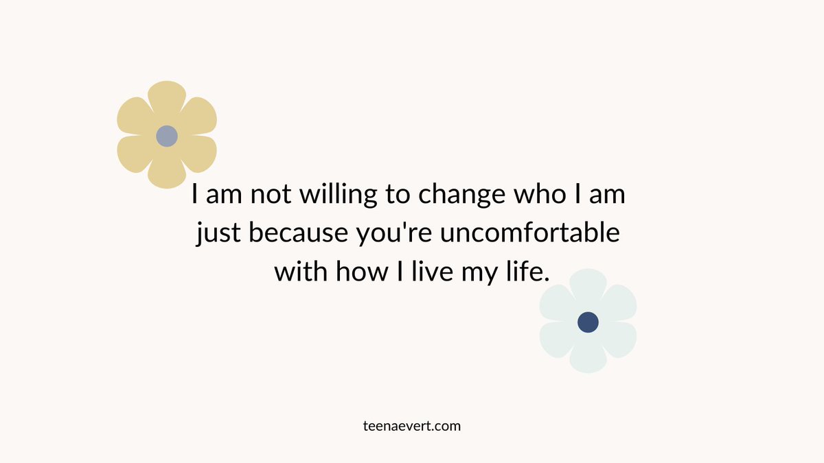 TeenaEvert's tweet photo. I am not willing to change who I am just because you’re uncomfortable with how I live my life.

#change #empowerment #transformation https://t.co/CtlIqv6tsH