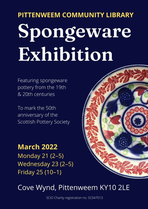 PotterySociety's tweet photo. PittenWeem Community Library are exhibiting spongeware, to mark the Scottish Pottery Society's 50 year anniversary. 

#Spongeware #ScottishPotterySociety #ScottishPottery #Pittenweem @PittenweemLib https://t.co/bbpxNtEG1u