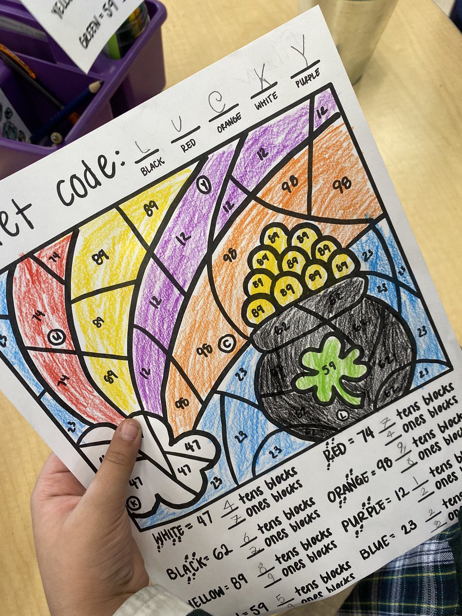 _msquijano's tweet photo. I had so much fun creating this worksheet for math! Today we practiced representing double digit numbers while using 10s rods and 1s blocks. Of course, I had to make it St. Patrick’s Day themed! 🍀😁 https://t.co/AhGElQDK3a