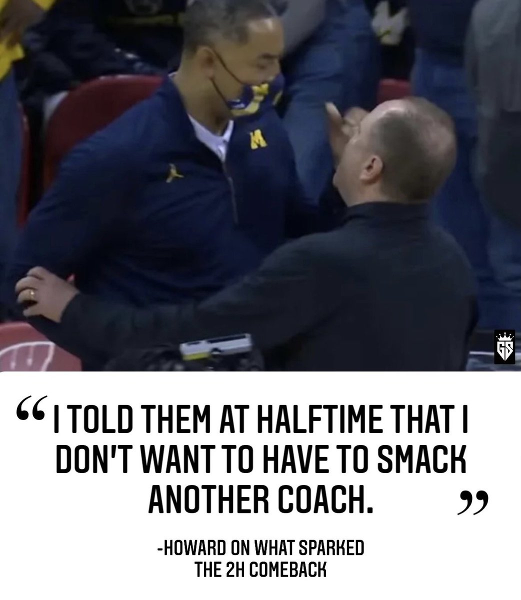 KarlKlappsman's tweet photo. “…I don’t want to have to smack another coach.” 

#Juwan Howard debriefed the media what he told his team at halftime. The #Wolverines overcame a 28-13 deficit to beat Colorado State 75-63.

via @GrundleSports 

#NCAA #Michigan #CSU https://t.co/2I4L9N7kUV