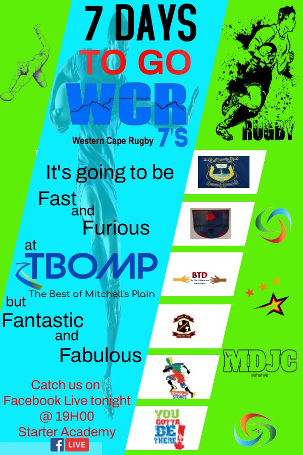 StarterAcademy's tweet photo. 7 Days to Go!!! WCR7's at "The Best of Mitchell's Plain" it's going to be Fantastic see you there at JP Rocklands Sports Grounds (High Chaparral - Rocklands Rugby Field) https://t.co/YG6vTwAGUd