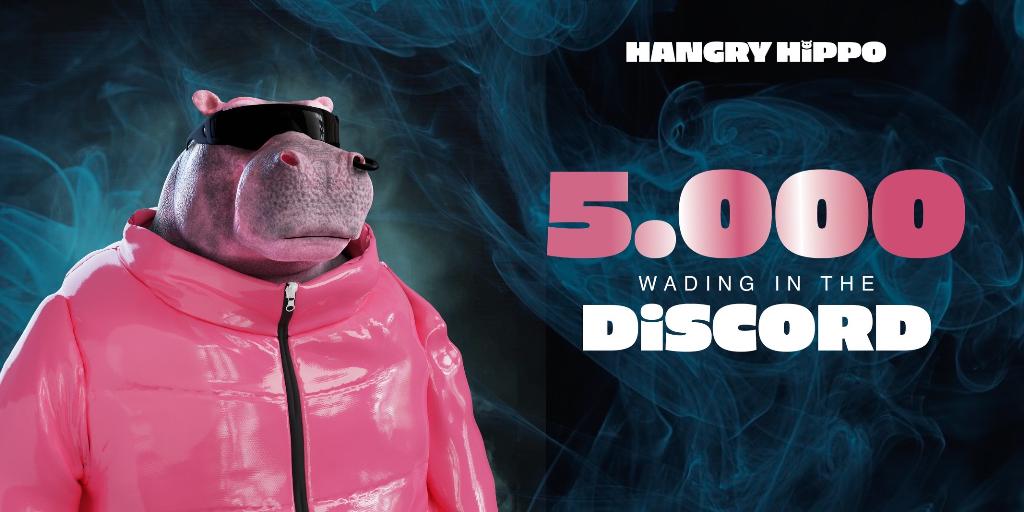 Thankful for 5k of you on Discord.
Over 10k on Twitter.
Let's continue.

We're going to give away 5 WL Spots on this Tweet 

To Enter👇🏻
1. Follow 
<a href="/HangryHippoNFT/">Hangry Hippo</a> 
2. RT + Like
3. Tag a Friends
