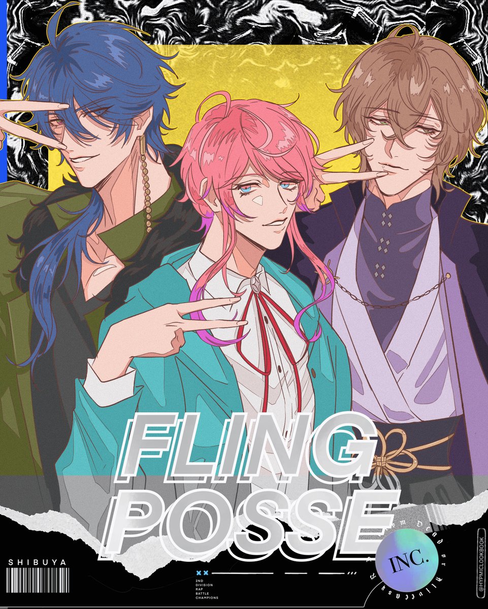 🌟CONGRATULATIONS FLING POSSE!!🌟 The mod team at Entr'acte celebrates Fling Posse's victory with gorgeous art from mod Kurisu ! 🥳🎉 -- #hypmic #hypmicart #lookbook #zine #hypnosismic #hypmicfanart #ヒプノシスマイク #ヒプマイ #夢野玄太郎 #flingposse