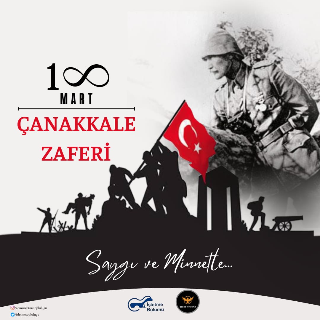 Çanakkale Zaferimizin 107. yılında; Cumhuriyetimizin kurucusu, Anafartalar kahramanı Gazi Mustafa Kemal Atatürk başta olmak üzere Çanakkale’nin ve istiklal mücadelesinin bütün kahramanlarını şükran ve minnetle anıyoruz. 🇹🇷

#ÇanakkaleGeçilmez #18martçanakkalezaferi #Bigaİşletme