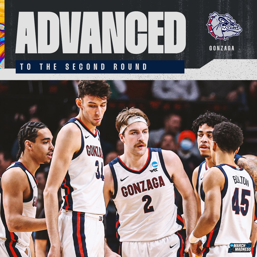 MarchMadnessMBB's tweet photo. ZAGS CRUISE TO THE ROUND OF 32! 🐶

(1) Gonzaga runs away from (16) Georgia State, 93-72, to move on the next round #MarchMadness https://t.co/eRvNvNsTRE
