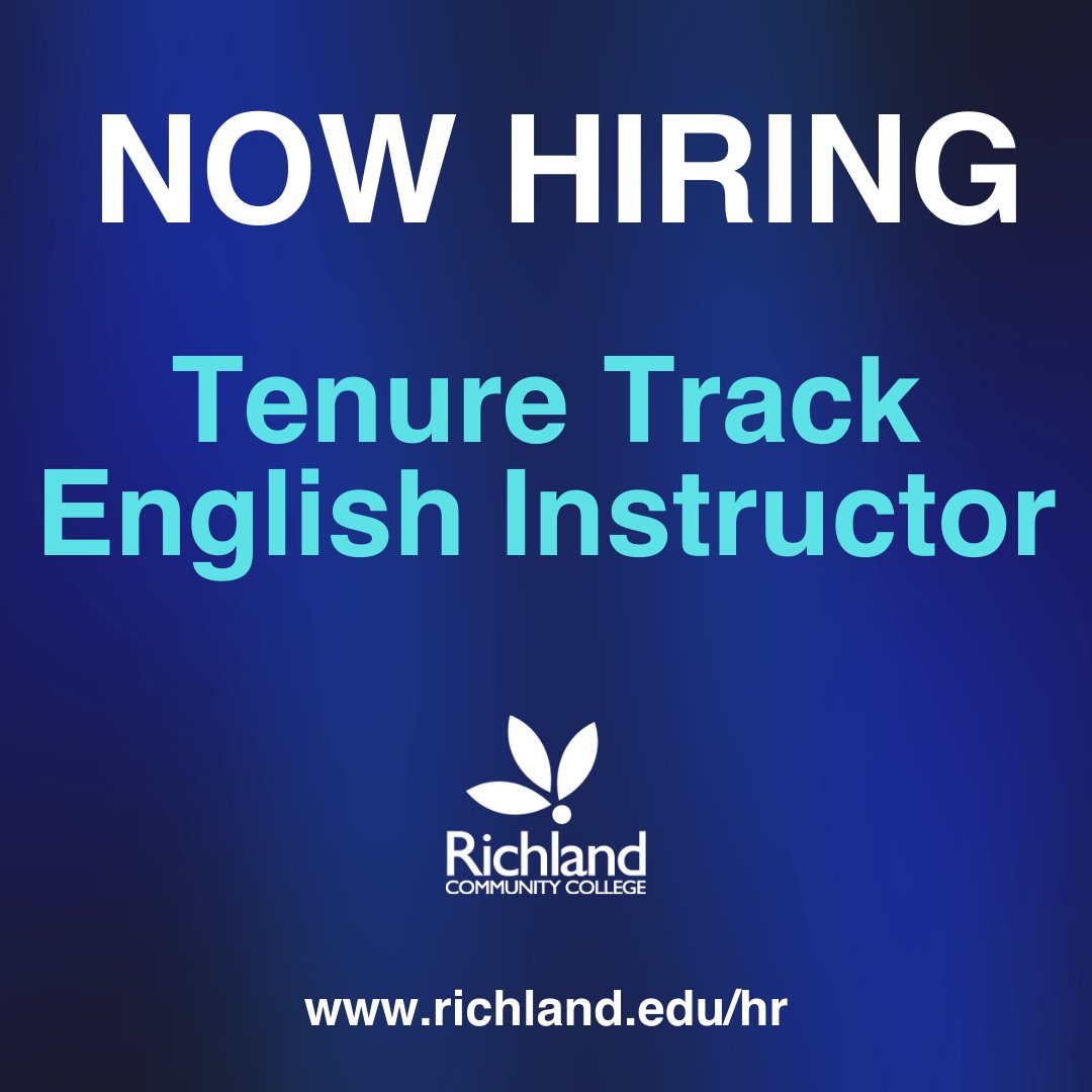 We are seeking applicants for the Full-Time English Faculty (Tenure-Track) Position. For a full job description visit richland.edu/hr.