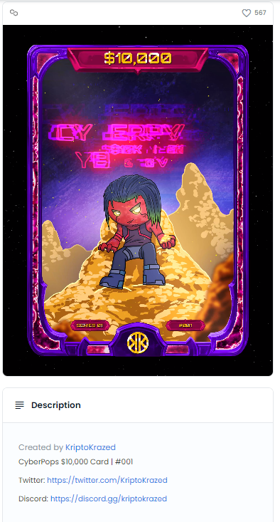 GuruOnSite1's tweet photo. GiveAway!! CyberPops $10,000 | #001 Card. 7 Days!
Must
1️⃣Follow @GuruOnSite1
2️⃣Retweet
3️⃣Drop your OpenSea address below!
4️⃣And Join Discord. https://t.co/VOAGAnl1Zx
#NFT #NFTs #NFTCommunity #NFTGiveaway #nftart #NFTdrop #NFTProject
#CyberPops #KriptoKrazed #GuruOnSite1 https://t.co/SLJ88ZCr9f