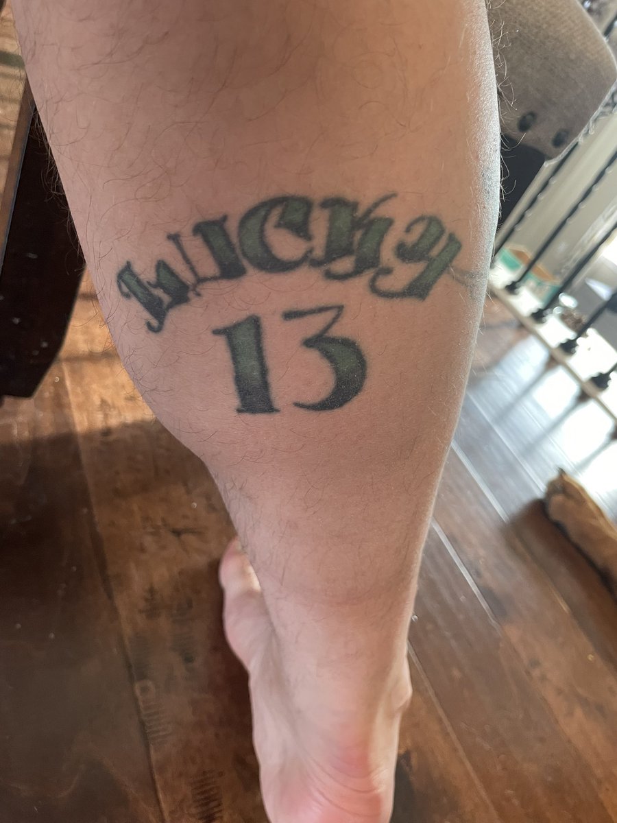 HuckFromKansas's tweet photo. Look I’m not saying I’m destined to win the whole #108tourney but I’m a 13 seed and I have Lucky 13 tattooed on my calf. Do with that what you will. #VoteHuck on Saturday. https://t.co/MBHdZjxeew