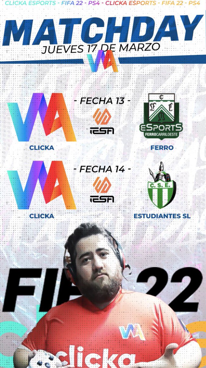 CLKeSports's tweet photo. Ganen o no vuelvan.
Hoy nuestro equipo de Clubes pro va a estar disputando dos nuevas fechas de @IESAFIFAar 💪🏻💪🏻💪🏻
Fecha 13
23:00 🆚 @FerroeSports
Fecha 14
23:30 🆚 @CSEeSports
#SomosClicka #GoClicka https://t.co/bl1fDuphLk
