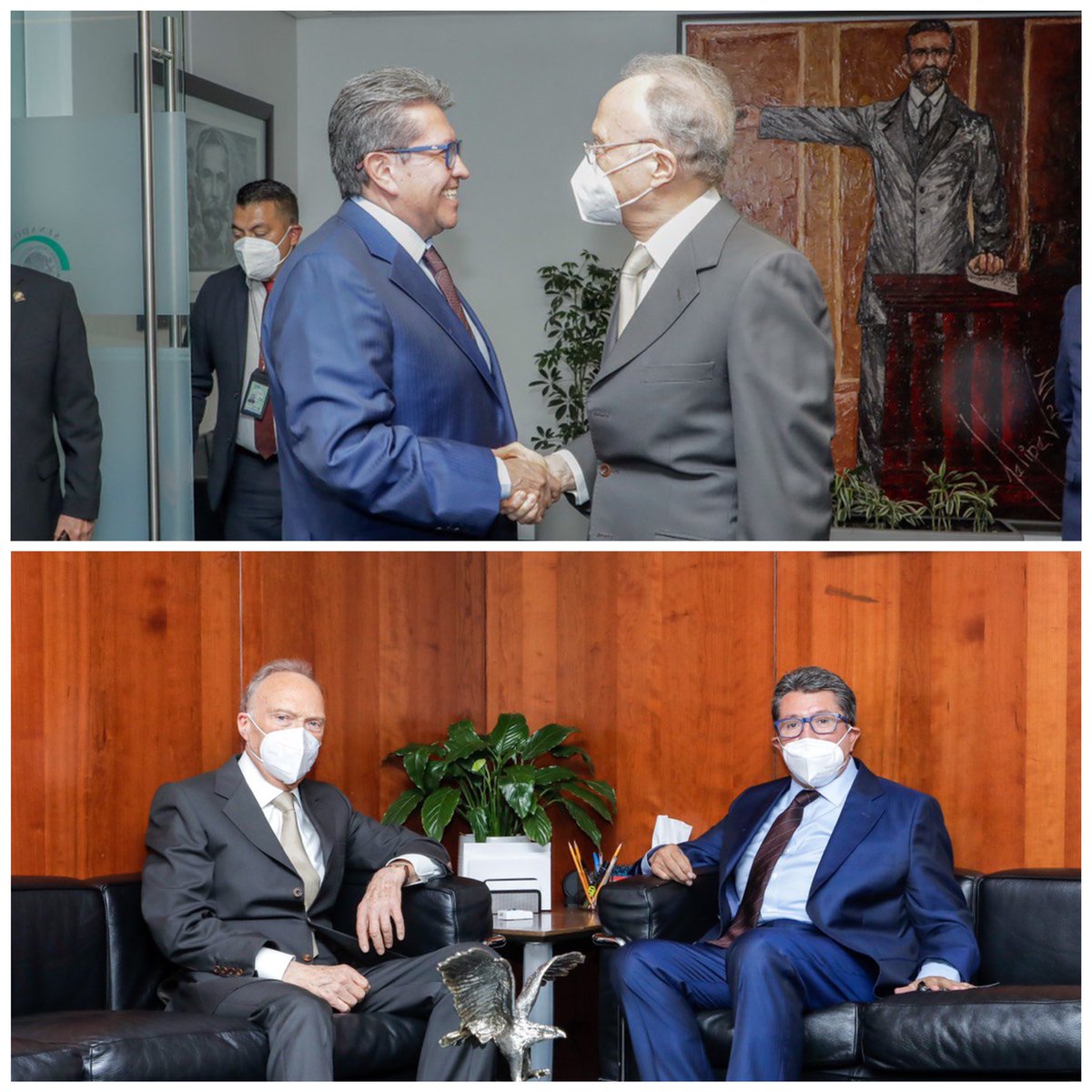 RicardoMonrealA's tweet photo. En un ejercicio plural, recibimos en el @senadomexicano al Dr. Alejandro Gertz Manero, titular de la @FGRMexico, quien comparece ante la Junta de Coordinación Política y la directiva de la Comisión de Justicia. 
Diálogo franco y abierto. https://t.co/mwmx3mGIu0
