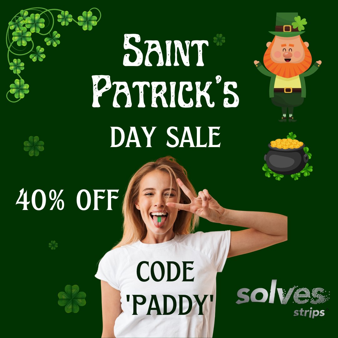 SolvesStrips's tweet image. St. Patrick&apos;s Day Sale. 40% off all orders until Sunday night. Code PADDY at checkout. solvesstrips.com/discount/PADDY
#SolvesStrips #stpatricksday #sale #supplements #dissolvablestrips #health #wellness #discount
