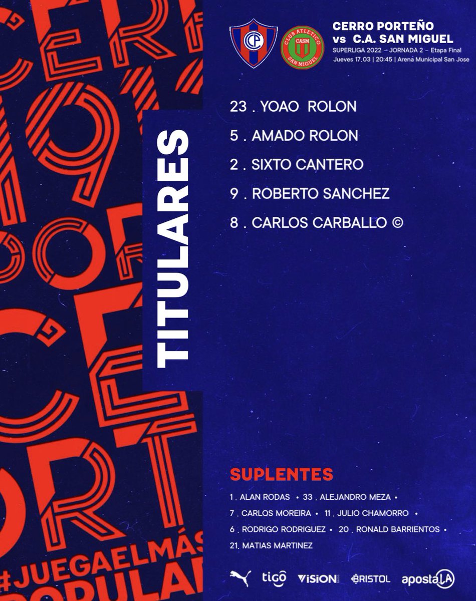 Superliga APF | ¡Equipo confirmado!

Los elegidos por el DT Eduardo González para enfrentar a C.A. San Miguel por la Jornada 2, a partir de las 20:45Hs.

#LaPasiónDelPueblo🔵🔴