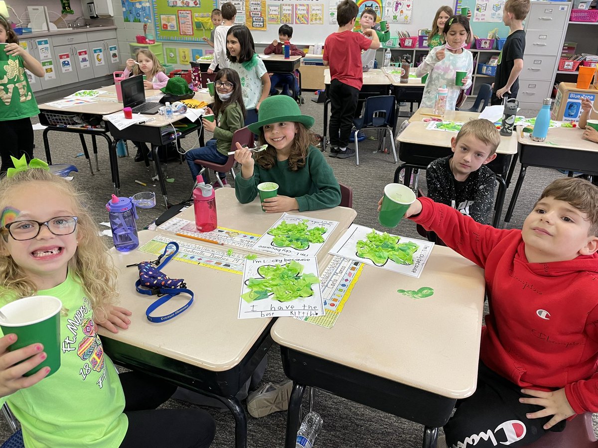 Shamrock floats, smiles, and St. Patrick’s Day fun! So lucky to be their teacher🍀🌈