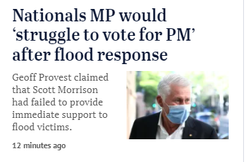 Geoff Provest from the Nationals hates Scott Morrison almost as much as Barnaby Joyce! 😂😂

#auspol #ScottyThePathologicalLiar #ScottyFromMarketing #ScottyTheGaslighter #AlboForPM #NSWFloods #LismoreFloods