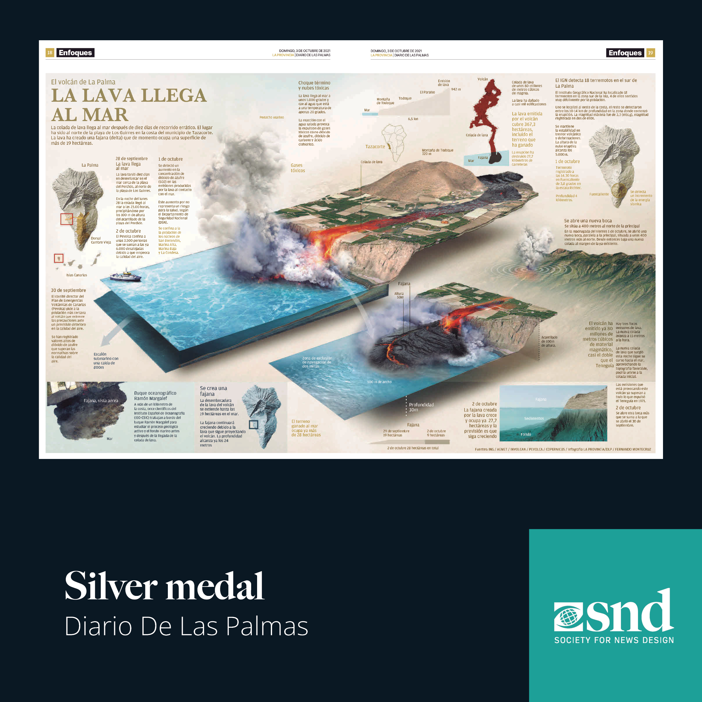 Society for News Design on X: "🥈A silver medal has been awarded to Diario  de las Palmas @laprovincia_es in Single Graphic (News). The judges said:  "It's just so gorgeous. The color combination