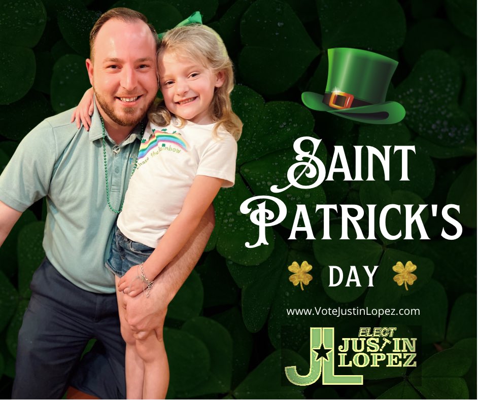 VoteJustinLopez's tweet photo. Kenzlee says you could only be so lucky to vote for my dad. ☘️ Happy St. Patrick’s Day!
#votejustinlopez https://t.co/k5miCAFkks