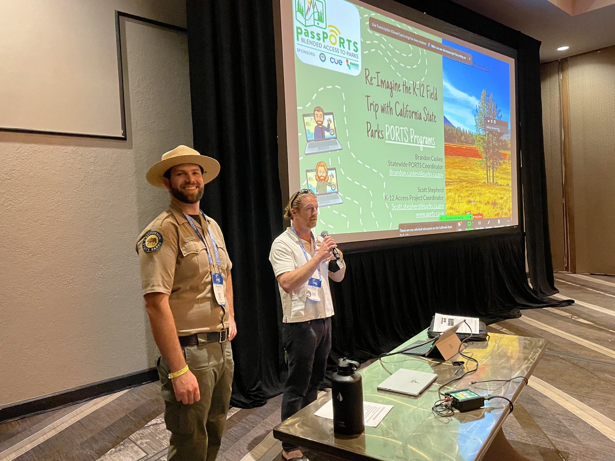 portsprogram's tweet photo. Did you catch our presentation? We are so ready to connect your students to #castateparks! 🎉🎉 #springCUE #PORTSfan #reimaginethefieldtrip WHO’S WITH US?! ❤️🧡💛💚💙 https://t.co/o4bZi2axzr