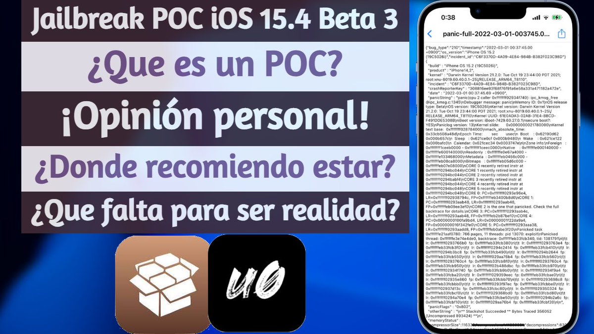 jeff_umanzor's tweet photo. 💥Jailbreak POC hasta iOS 15.4 Beta 3✨
¿Que es un POC?🤔
¡Opinión personal!😌
¿Donde recomiendo estar🫣
¿Que falta para ser realidad😬
¡Gracias a @1421Rubano por las pruebas!
#jailbreak #unc0ver #taurine #iOS154 #iOS1531 #ios152 #ios15 #jailbreakpoc
https://t.co/fUSdQNdXim
🔥 https://t.co/oB43RQVHB9
