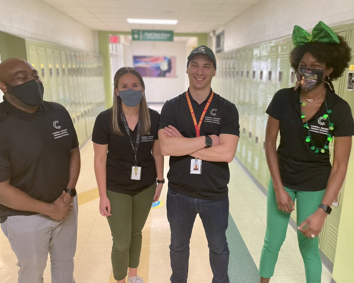 HairstonTeaches's tweet photo. #StPatricksDay is upon us… 

(If you look reeaaallllyyy close you’ll see the green dot on Mr. Samuels’ shirt 👀😭)
@KlassifiedNUPE @ms_emerson_ 

#MarchMadnessSpiritWeek
#MarchMadness #TeamINNOVATE7 https://t.co/MBNQdRcHre