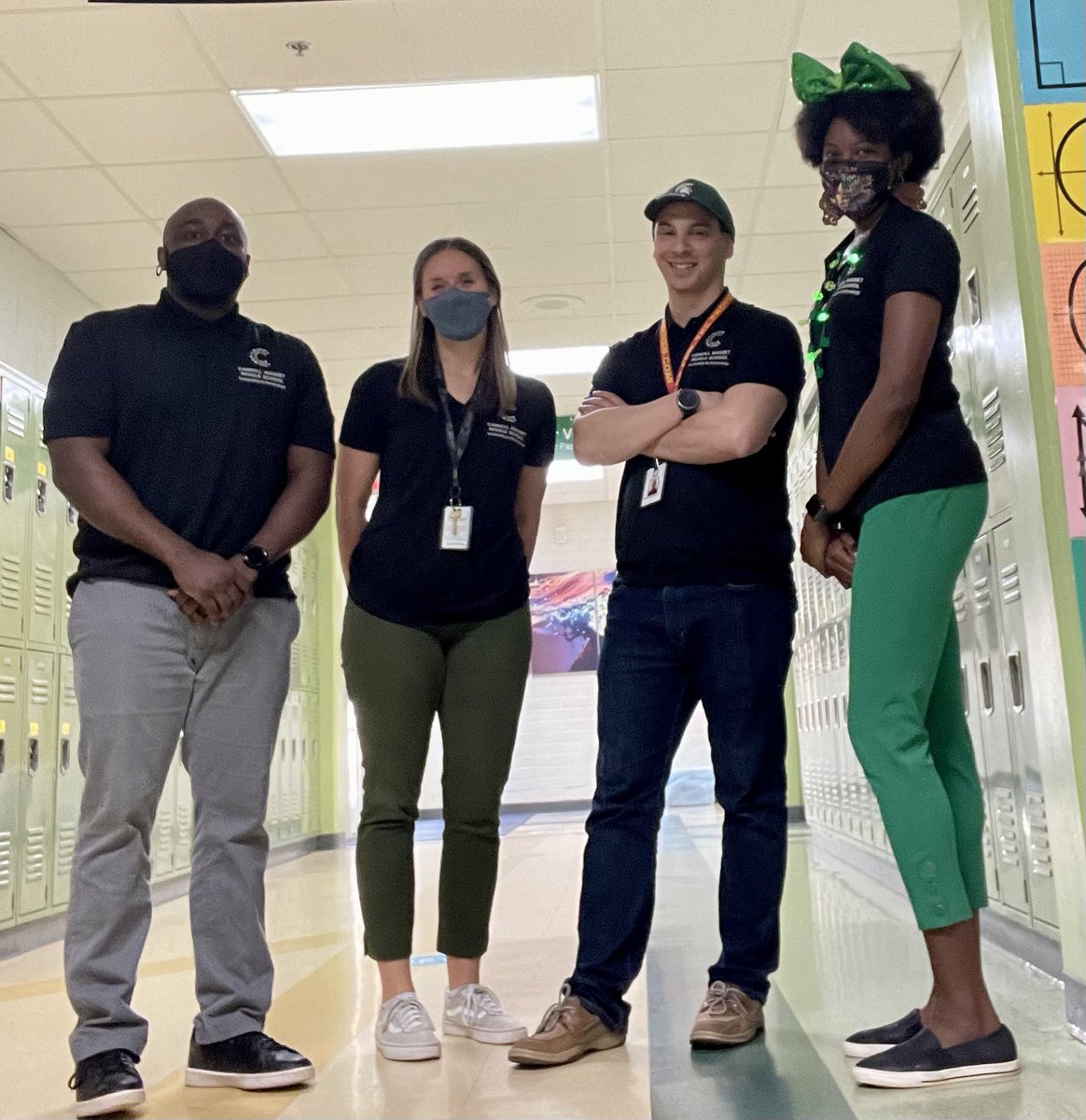 HairstonTeaches's tweet photo. #StPatricksDay is upon us… 

(If you look reeaaallllyyy close you’ll see the green dot on Mr. Samuels’ shirt 👀😭)
@KlassifiedNUPE @ms_emerson_ 

#MarchMadnessSpiritWeek
#MarchMadness #TeamINNOVATE7 https://t.co/MBNQdRcHre