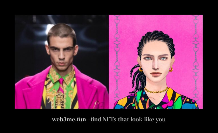 Goodday2Joey's tweet photo. Find a @zipcy8888 that looks like you with @web3medotfun - here's mine!  Pinkman ! Versace 80’s https://t.co/o6mgabYgDH